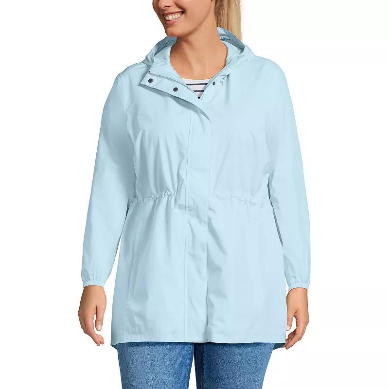 Lands' End Women's Plus Size Waterproof Hooded Packable Raincoat - 3X - Carmine Coral Product Image