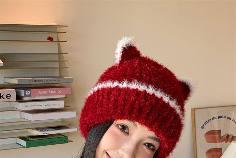 Cat Ear Knit Beanie Product Image