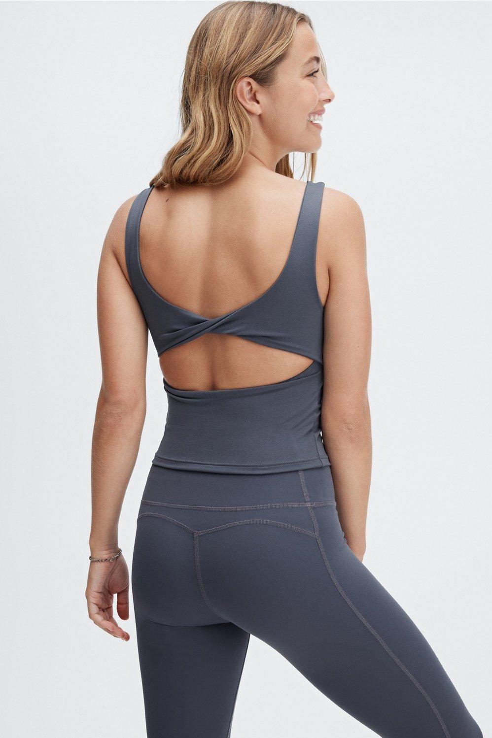 Fabletics Oasis Twist Built In Bra Tank Womens Pewter plus Size 4X Product Image