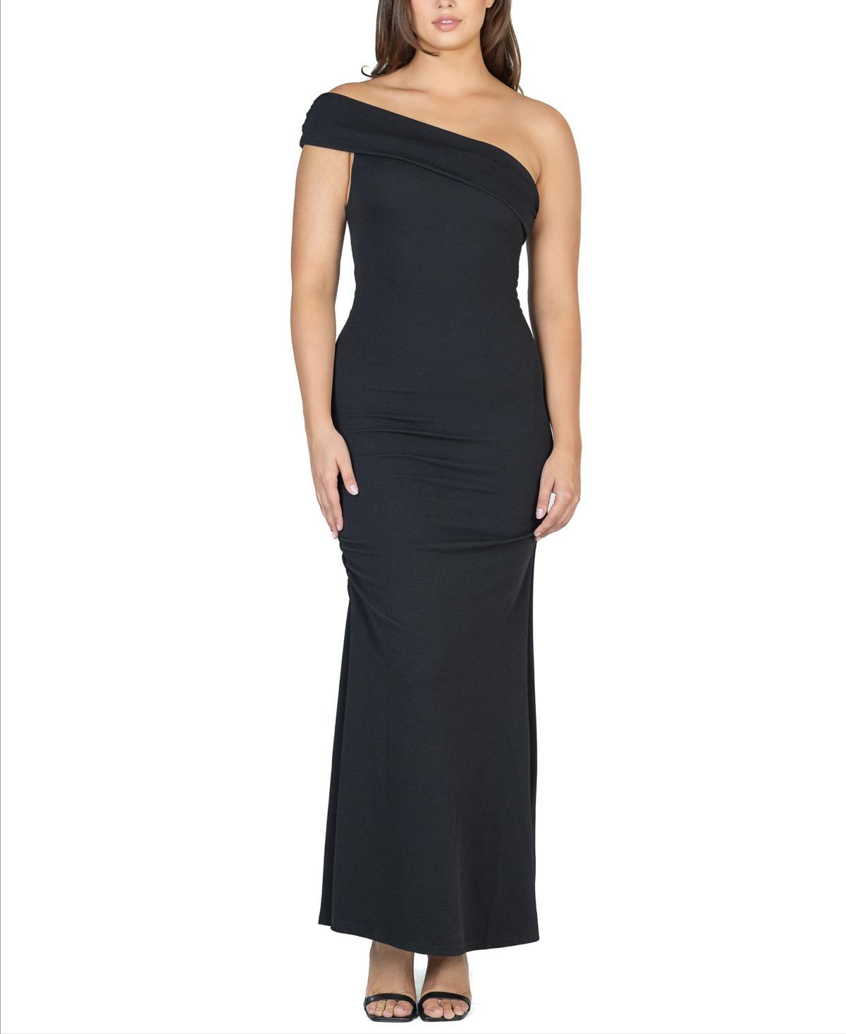 24seven Comfort Apparel Womens Party One Shoulder Rouched Maxi Dress Product Image