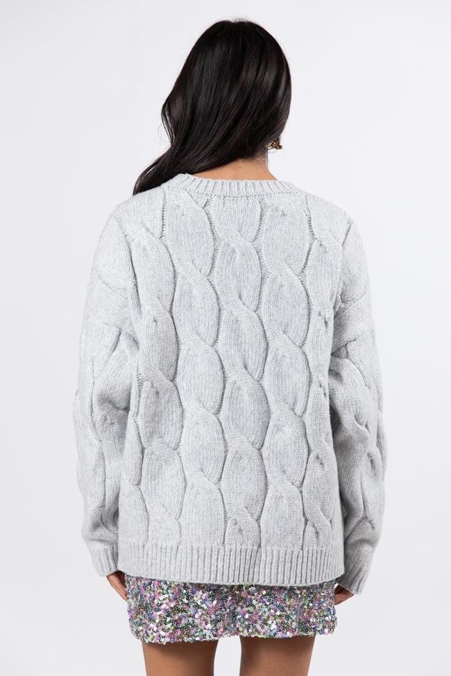 Steer Me Right Grey Oversized Cable Knit Sweater Product Image