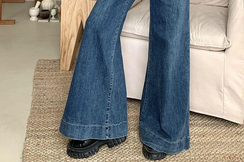 High Waist Washed Wide Leg Jeans Product Image