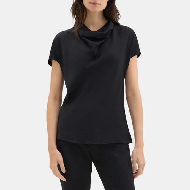 Silk Georgette Short-Sleeve Cowl Top | Theory Outlet Product Image