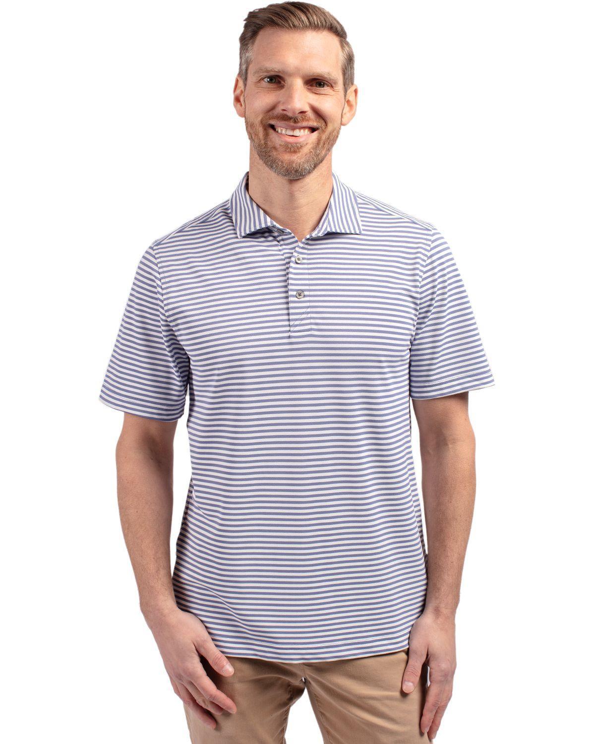 Cutter & Buck Mens Virtue Eco Pique Stripe Recycled Polo Shirt Product Image