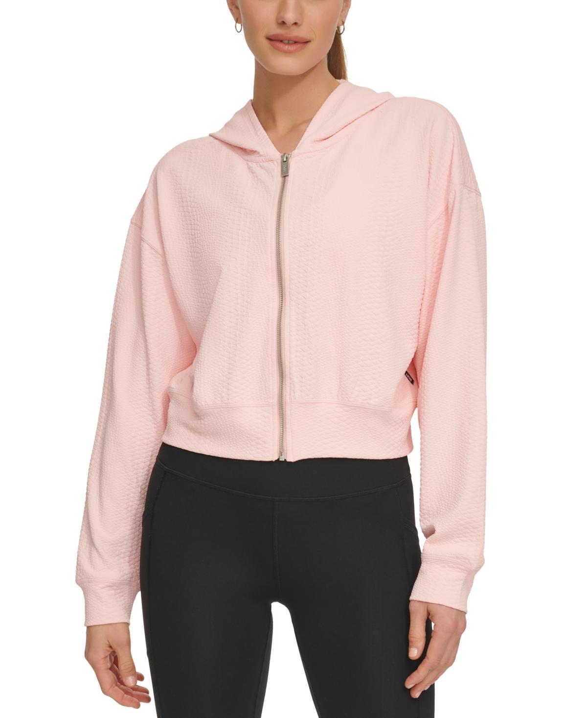 Dkny Sport Womens Textured-Jacquard Long-Sleeve Hoodie Product Image