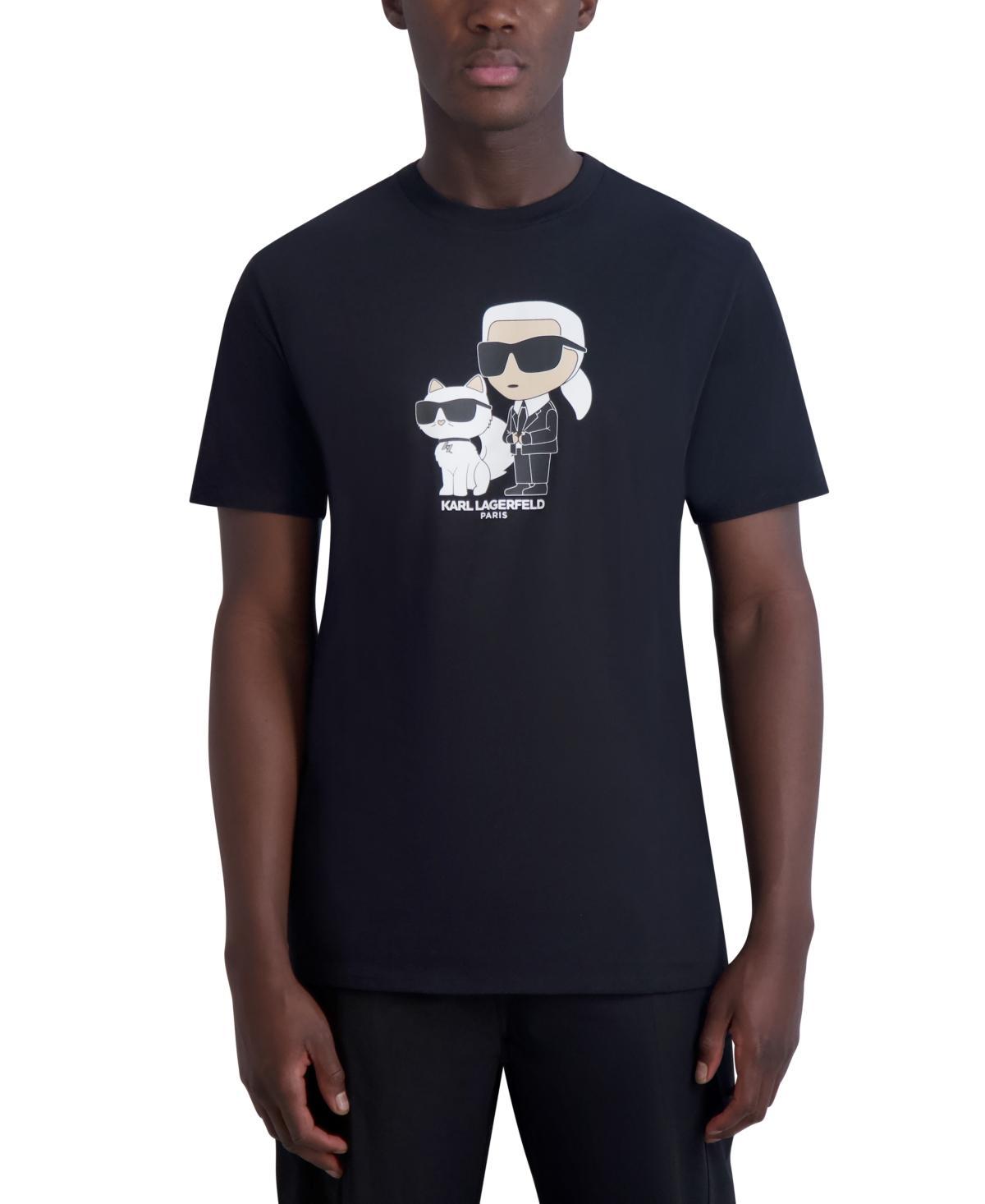 Karl Lagerfeld Paris Mens Slim-Fit Karl & Choupette Graphic T-Shirt Product Image