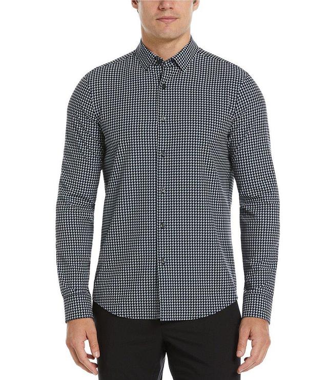 Perry Ellis Slim Fit Stretch Geo Print Long Sleeve Woven Shirt Product Image