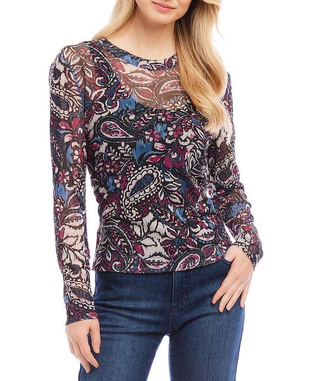 Karen Kane Paisley Crew Neck Long Sleeve Top Product Image