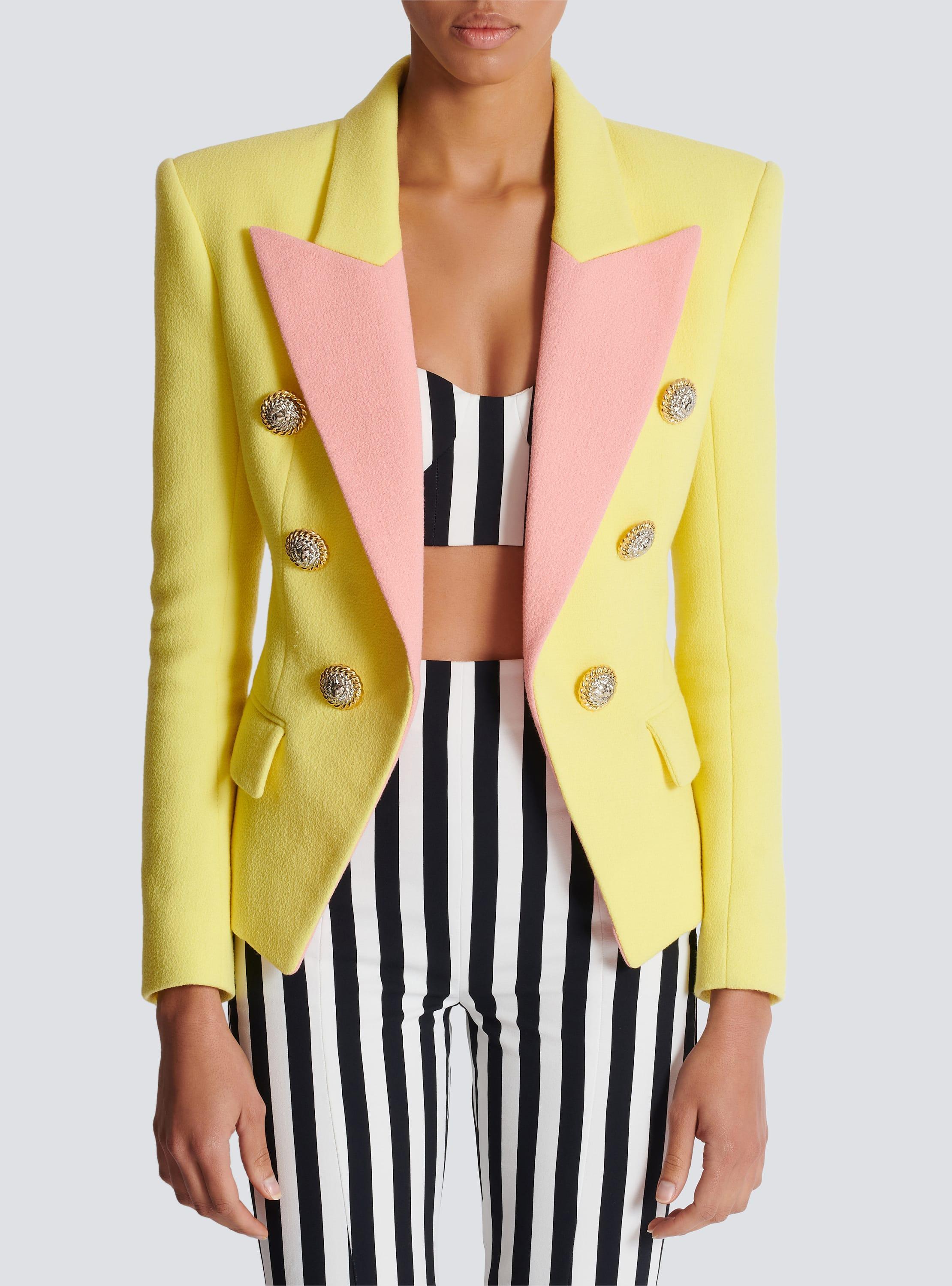 6-button double crepe two-tone jacket Product Image