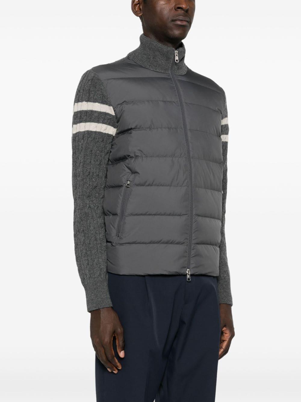 Panelled Knitted Padded Jacket In Grey Product Image