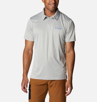 Columbia Men's Terminal Tackle Heather Polo Cool Grey Heather / Vivid Blue Logo Product Image