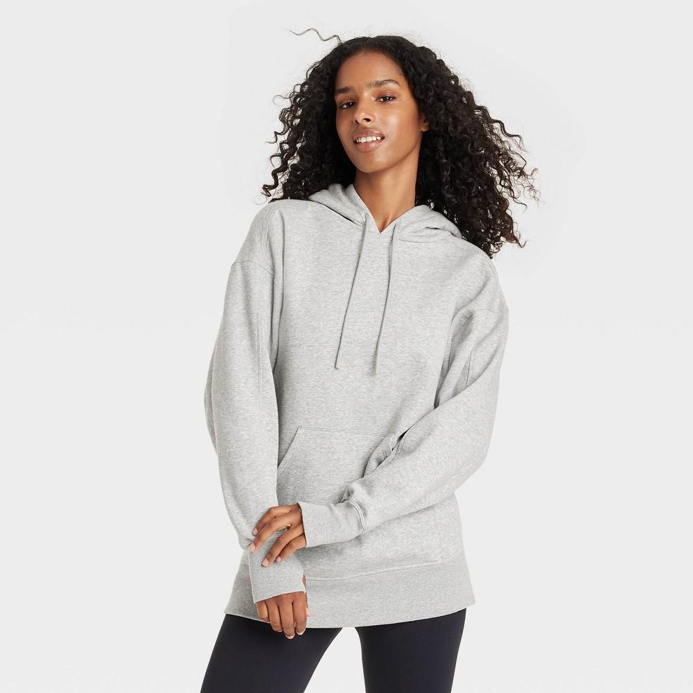 Womens Fleece Oversized Hooded Pullover Sweatshirt - JoyLab Heathered XS Product Image