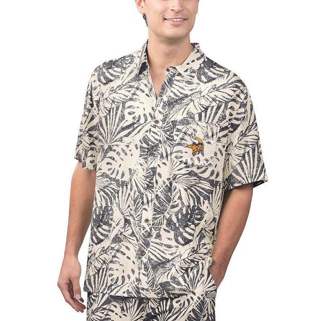 Mens Margaritaville Tan Washington Commanders Sand Washed Monstera Print Party Button-Up Shirt Product Image