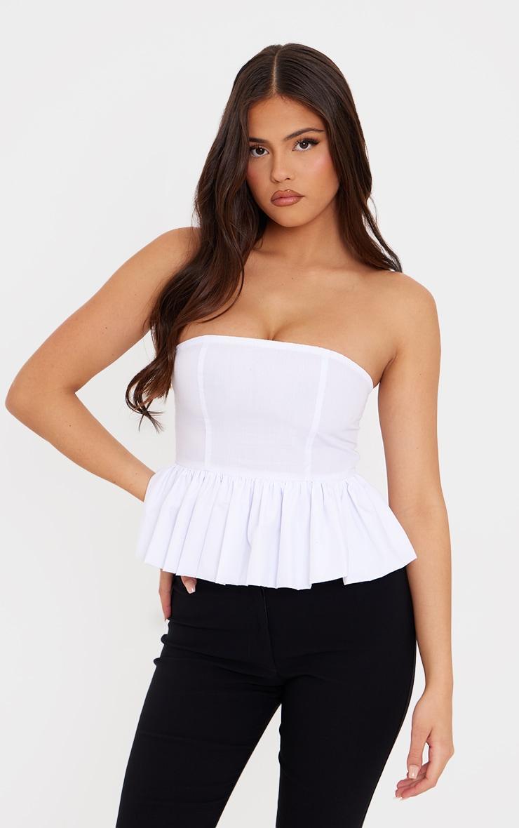 Eternal White Cotton Ruffle Bandeau Top Product Image