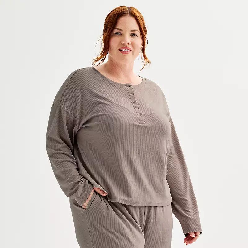 Plus Size Sonoma Goods For Life Henley Sleep Top, Womens product image