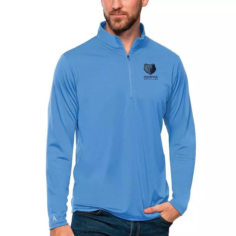 Mens Antigua Blue Memphis Grizzlies Tribute Quarter-Zip Pullover Top Product Image