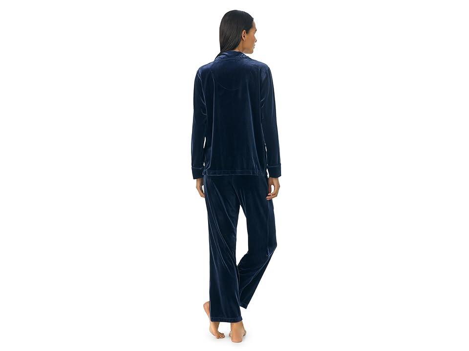 Lauren Ralph Lauren Long Sleeve Velvet Notch Collar Long PJ Set (Mid ) Women's Pajama Sets Product Image