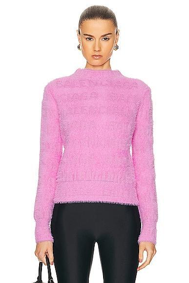 Balenciaga Furry Fitted Sweater in Pink Product Image