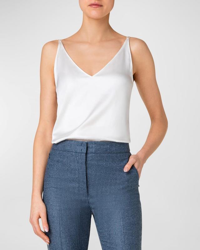 Fitted V-Neck Silk Tank Top Product Image