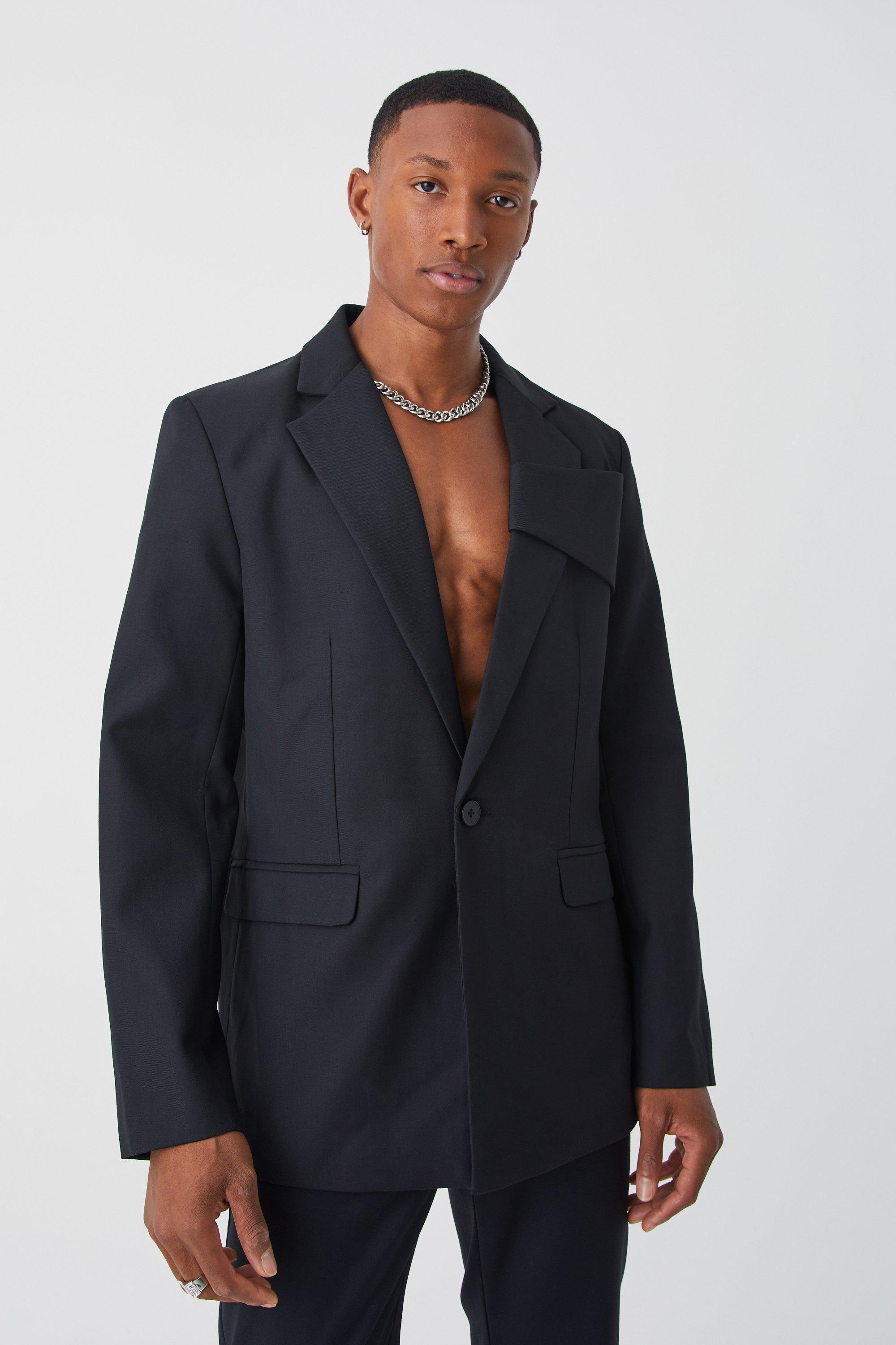 Relaxed Fit Front Panel Blazer | boohooMAN USA Product Image