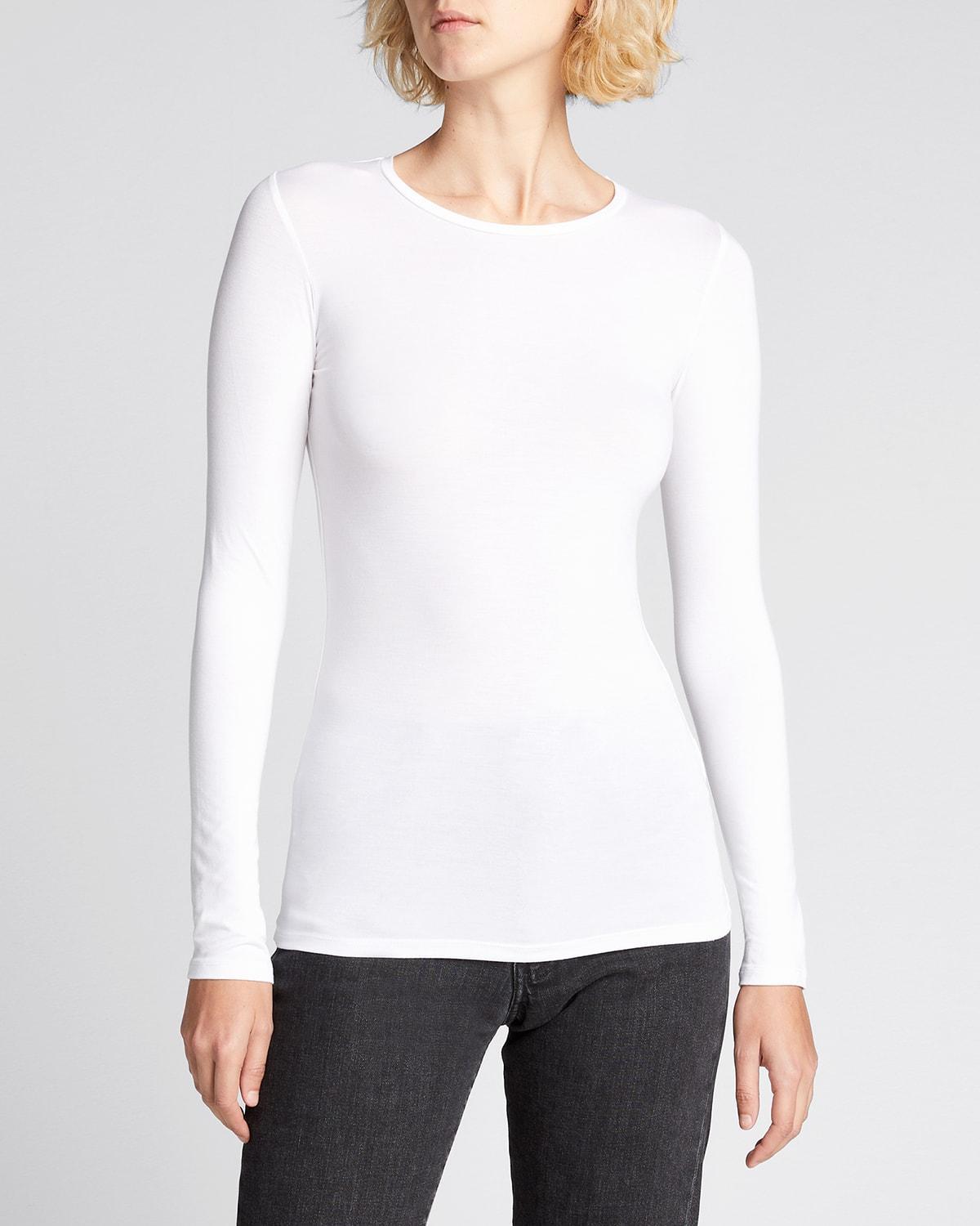 Womens Soft Touch Crewneck Long-Sleeve Top Product Image