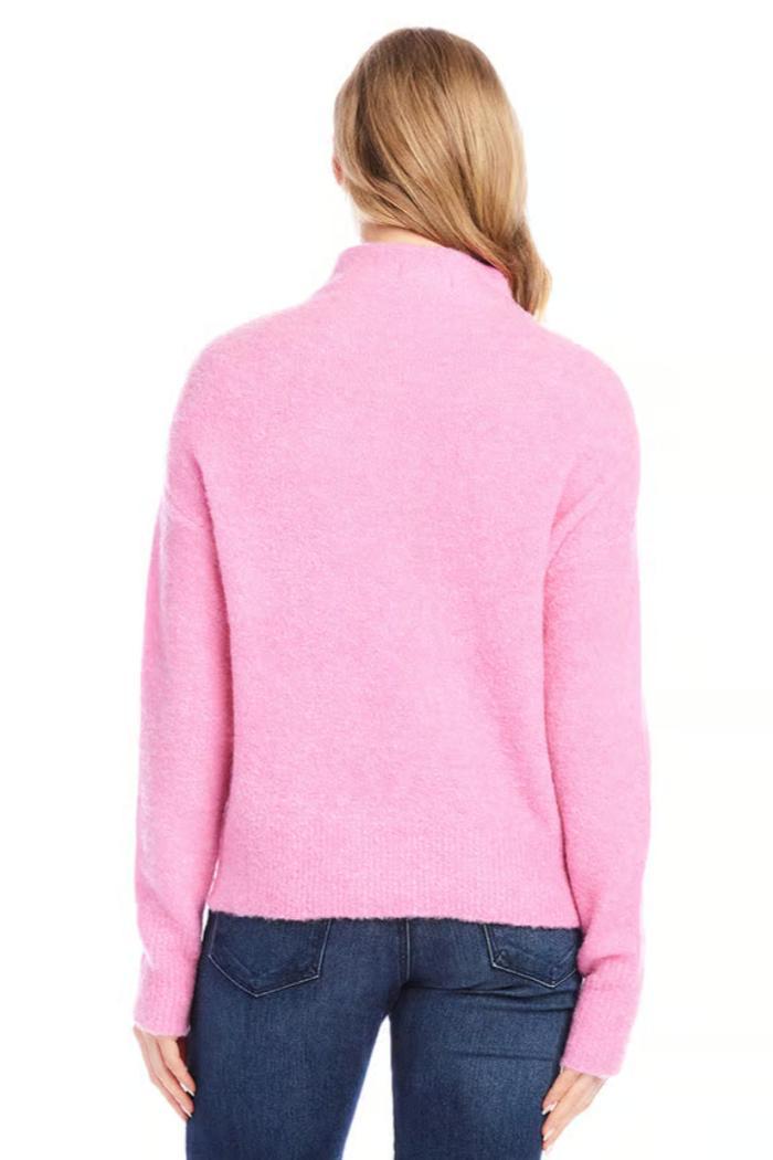 Mock Neck Boucle Sweater- Peony Product Image