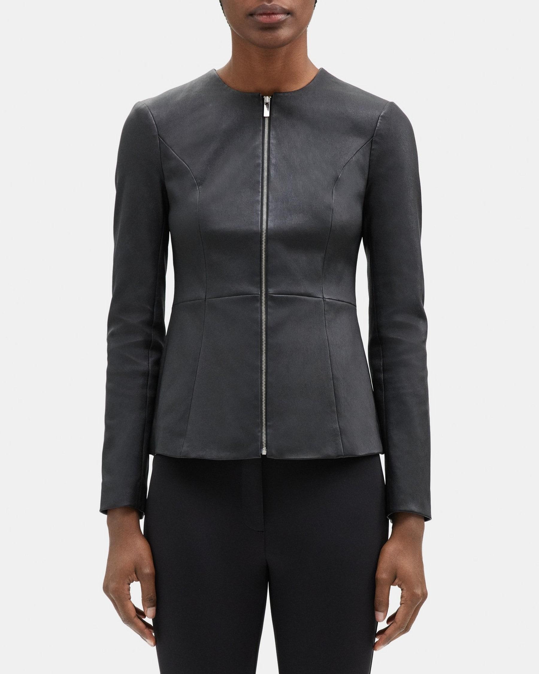 Peplum Jacket in Leather Product Image