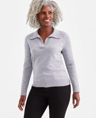 Women's Johnny-Collar Long-Sleeve Sweater, Created for Macy's Product Image