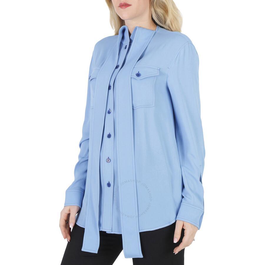 BURBERRY Ladies Soft Cornflower Blue Ollyrl Pussybow Shirt Product Image