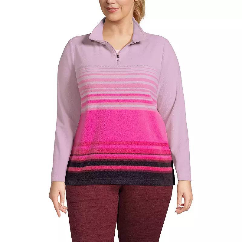 Plus Size Lands End Ombre Striped 1/4-Zip Fleece Pullover, Womens Product Image