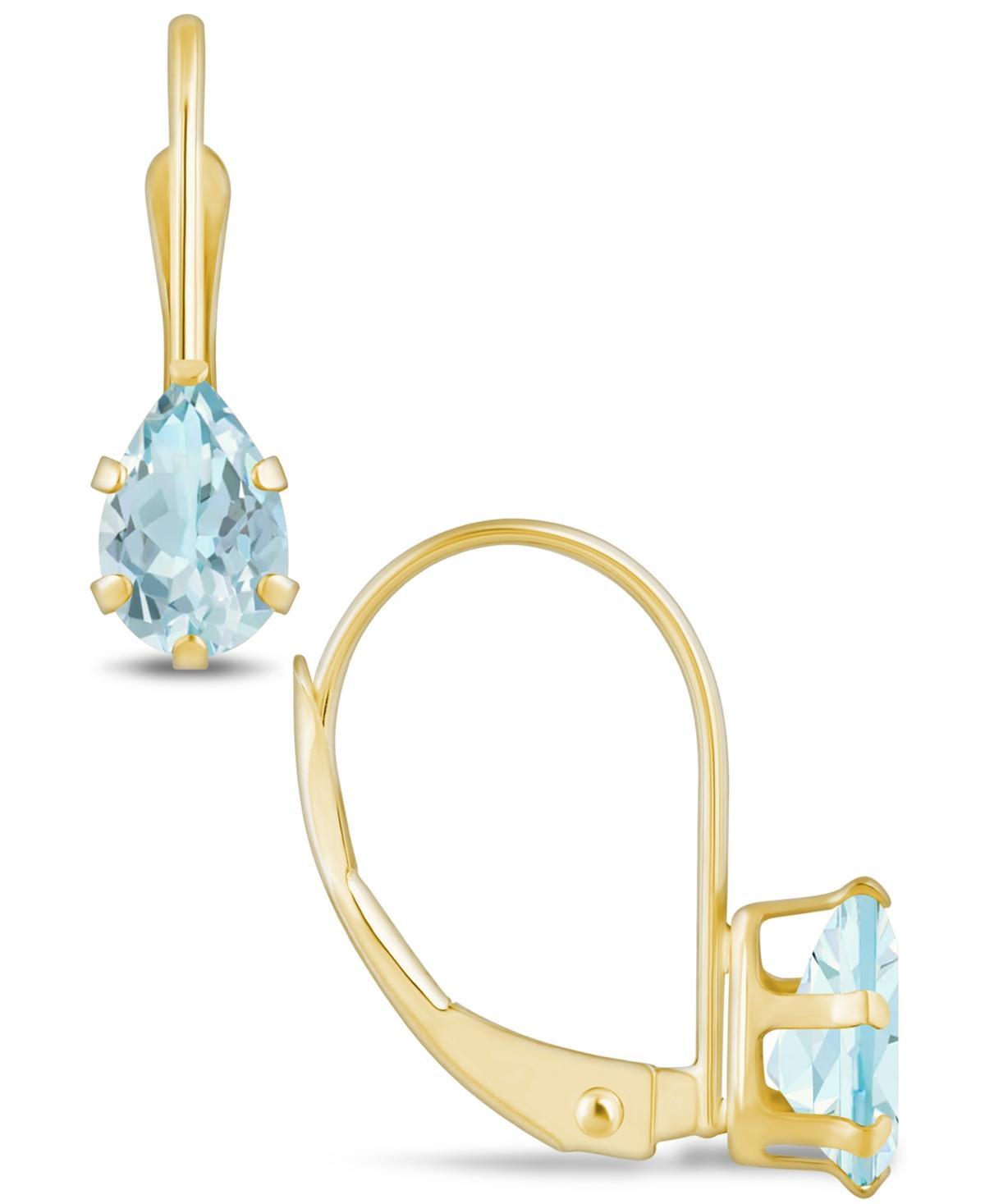 Macys Aquamarine (3/4 Ct. T.w.) Leverback Earrings in 10K Yellow Gold or White Gold Product Image