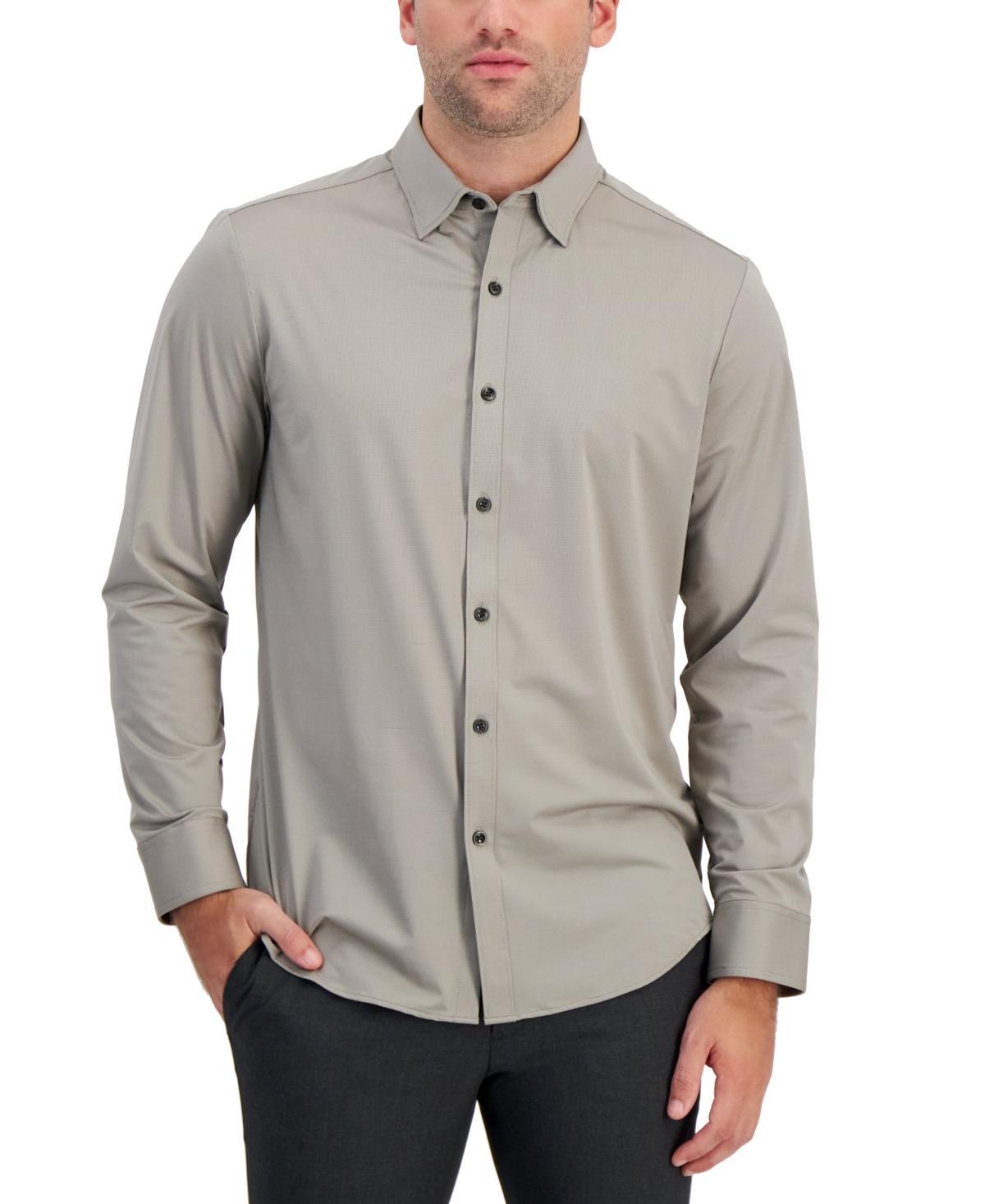 Alfani Mens Alfatech Yarn-Dyed Long Sleeve Performance Shirt, Created for Macys Product Image