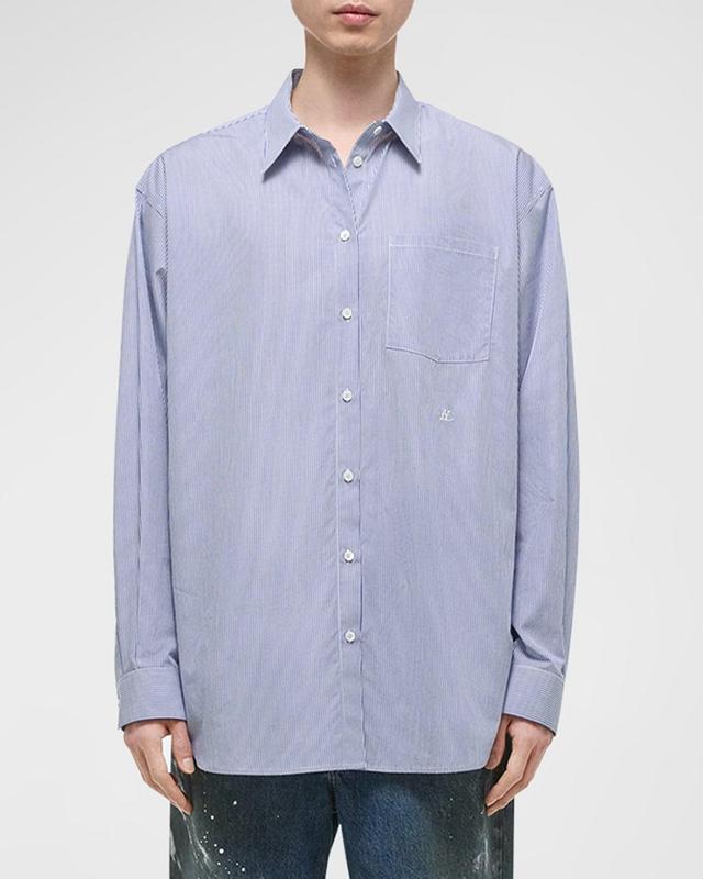 Mens Oversized Micro-Stripe Sport Shirt Product Image