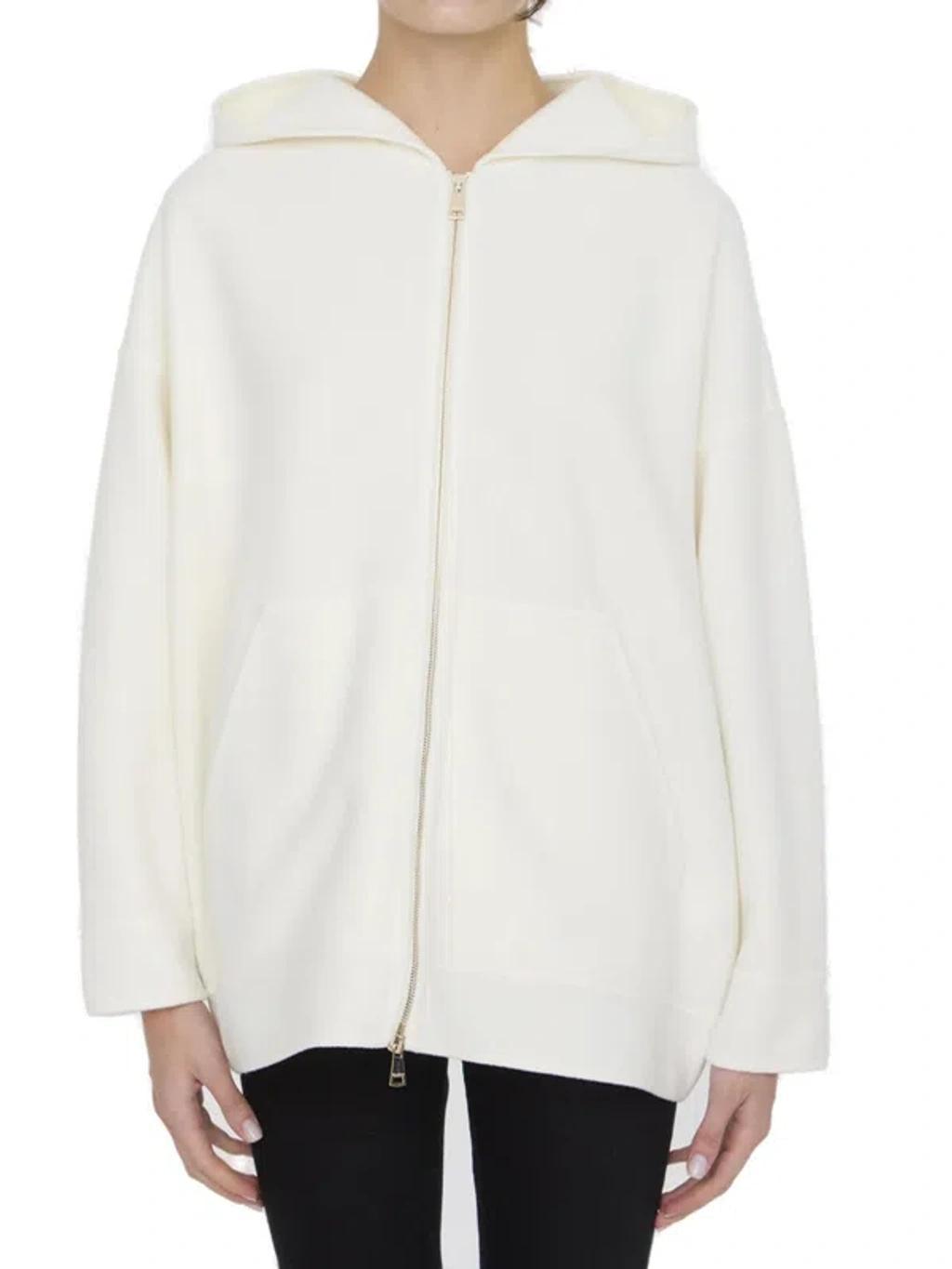 Saio Wool Blend Jersey Zip Hoodie In White Product Image