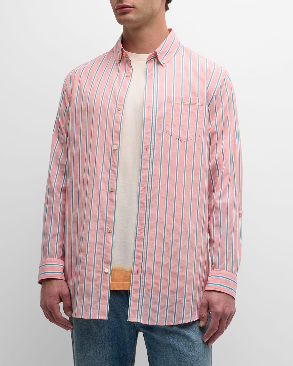 Mens Dobby Striped Sport Shirt Product Image