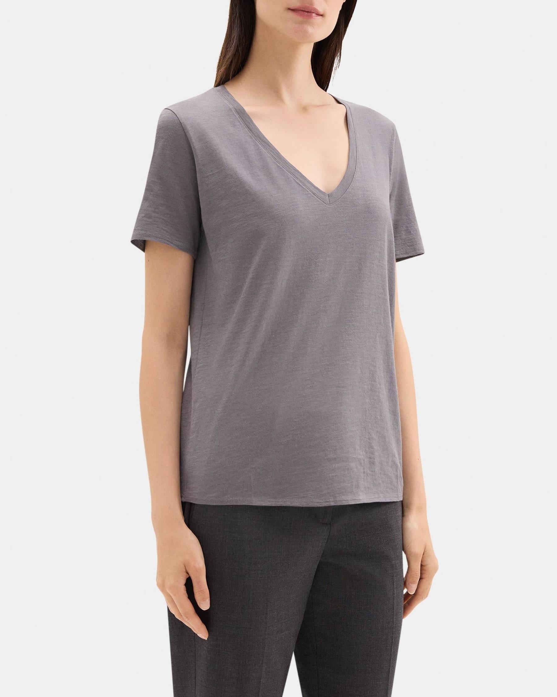 V-Neck Tee in Slub Cotton Product Image