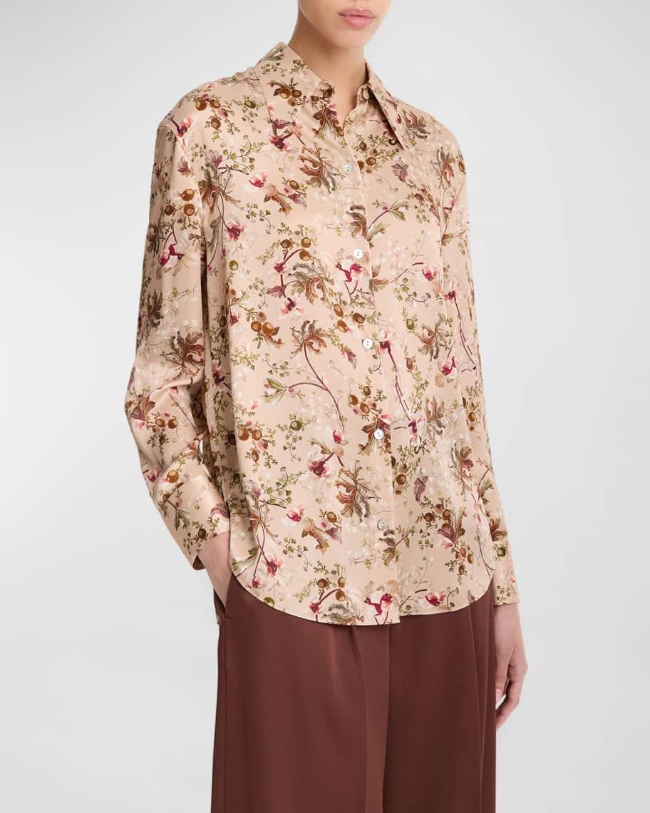 Orchid Vine Silk Long-Sleeve Blouse Product Image