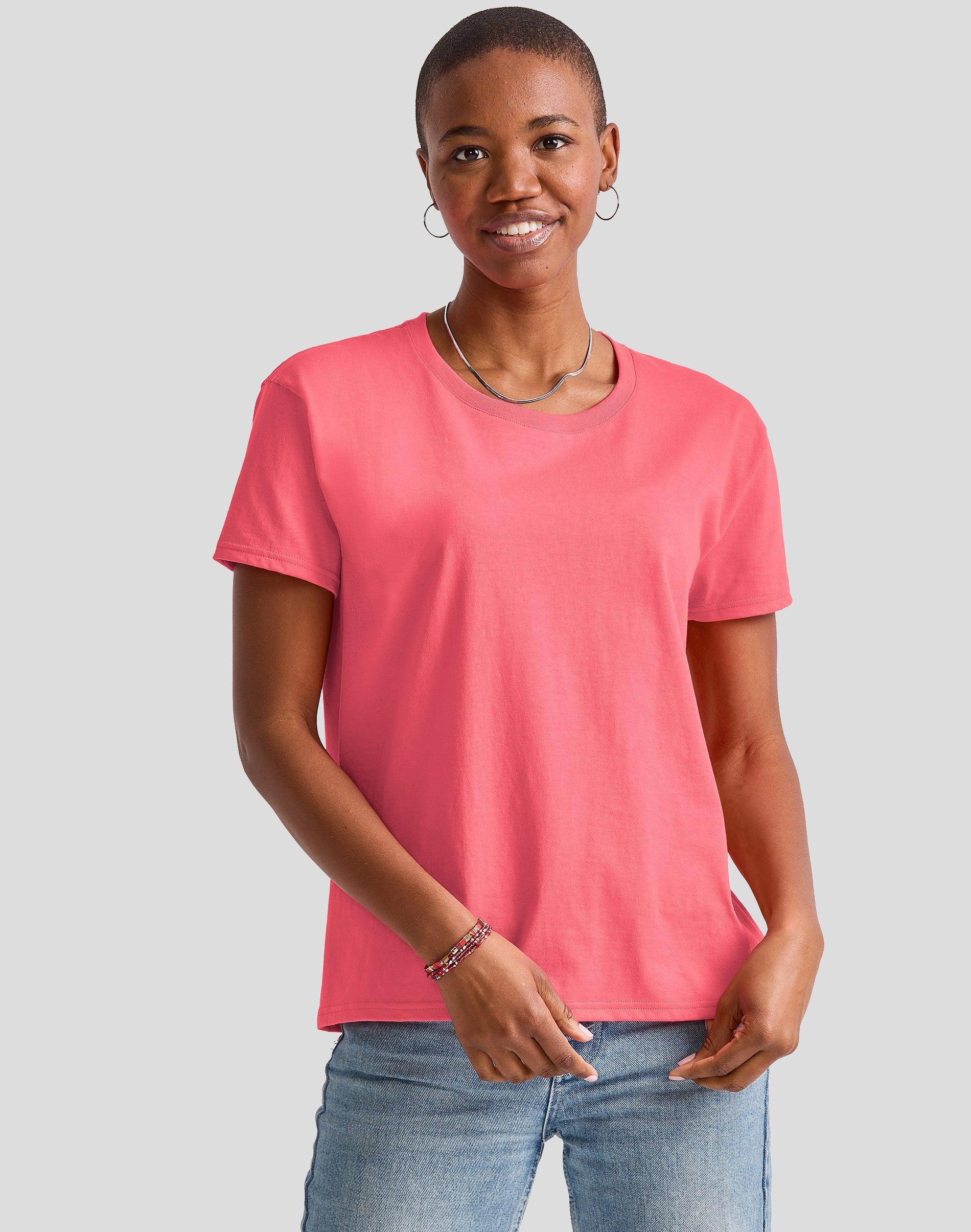 Hanes Essentials Womens Cotton T-Shirt, Oversized Fit Light Steel S Product Image