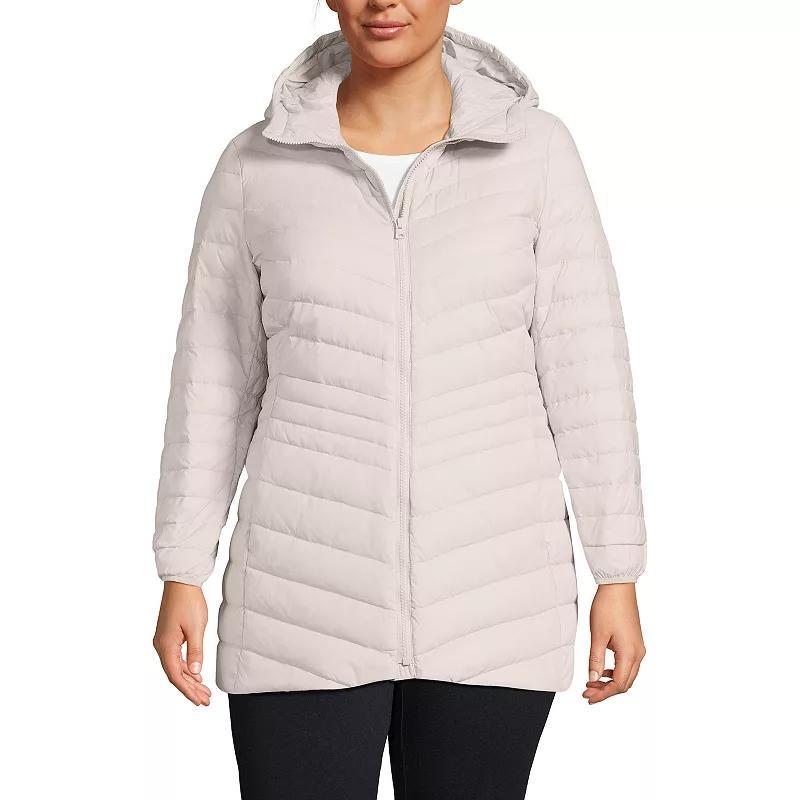 Plus Size Lands End Hood Wanderweight Ultralight Down Packable Jacket, Womens Blushed Purple Product Image