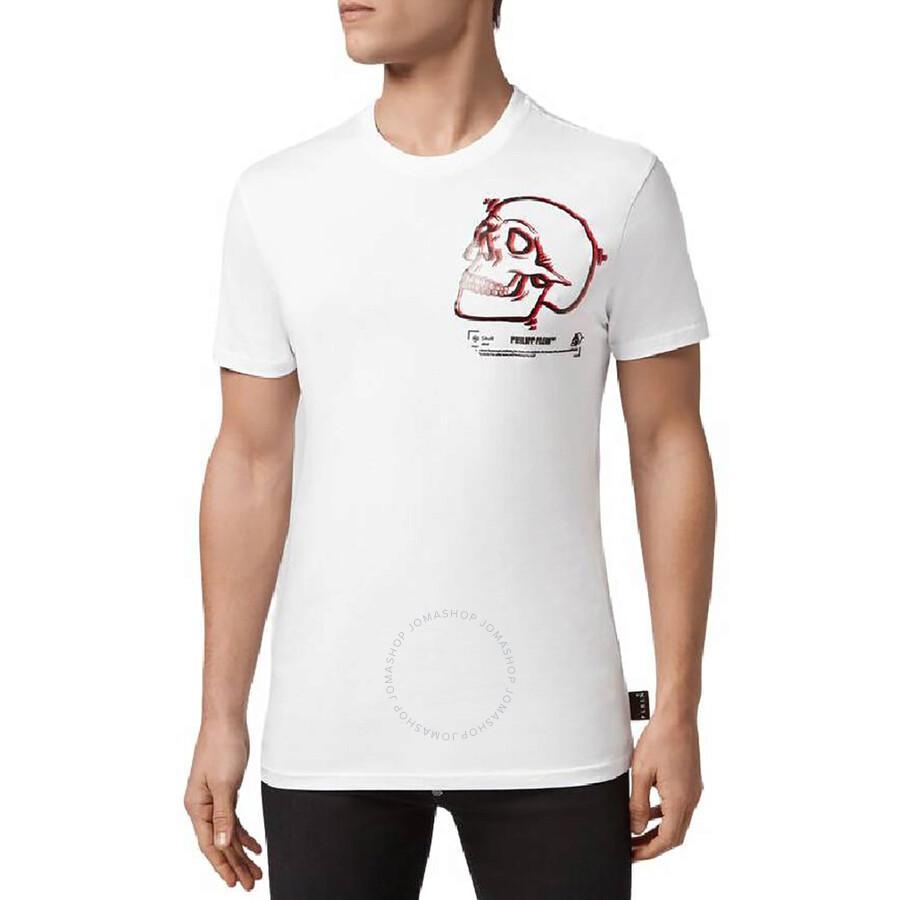 Skull Outline Round Neck T-shirt In White Product Image