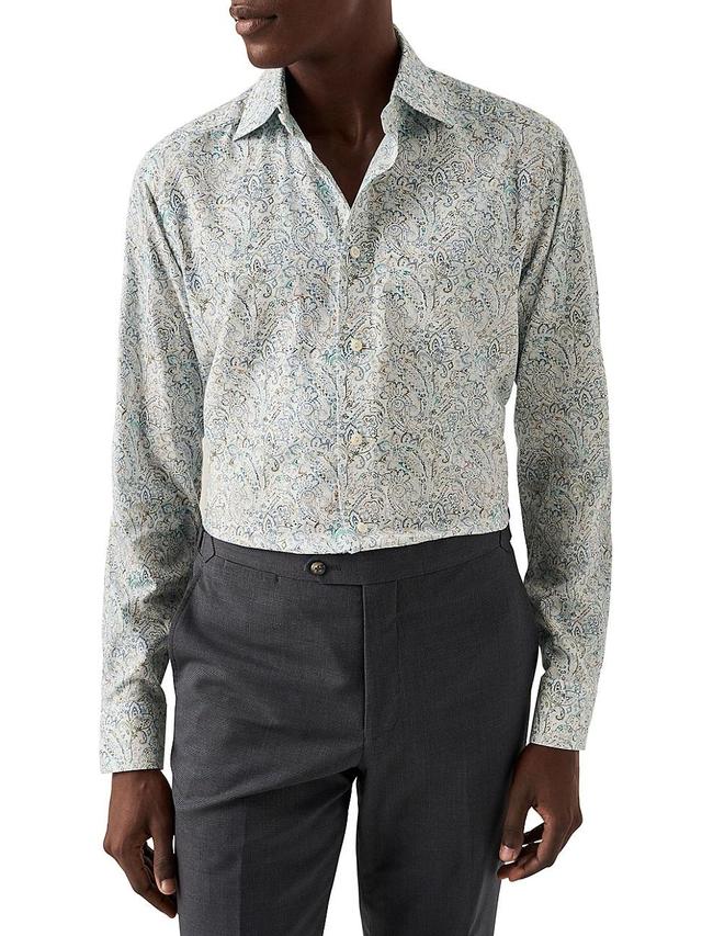 Mens Slim Fit Paisley Cotton Tencel Shirt Product Image