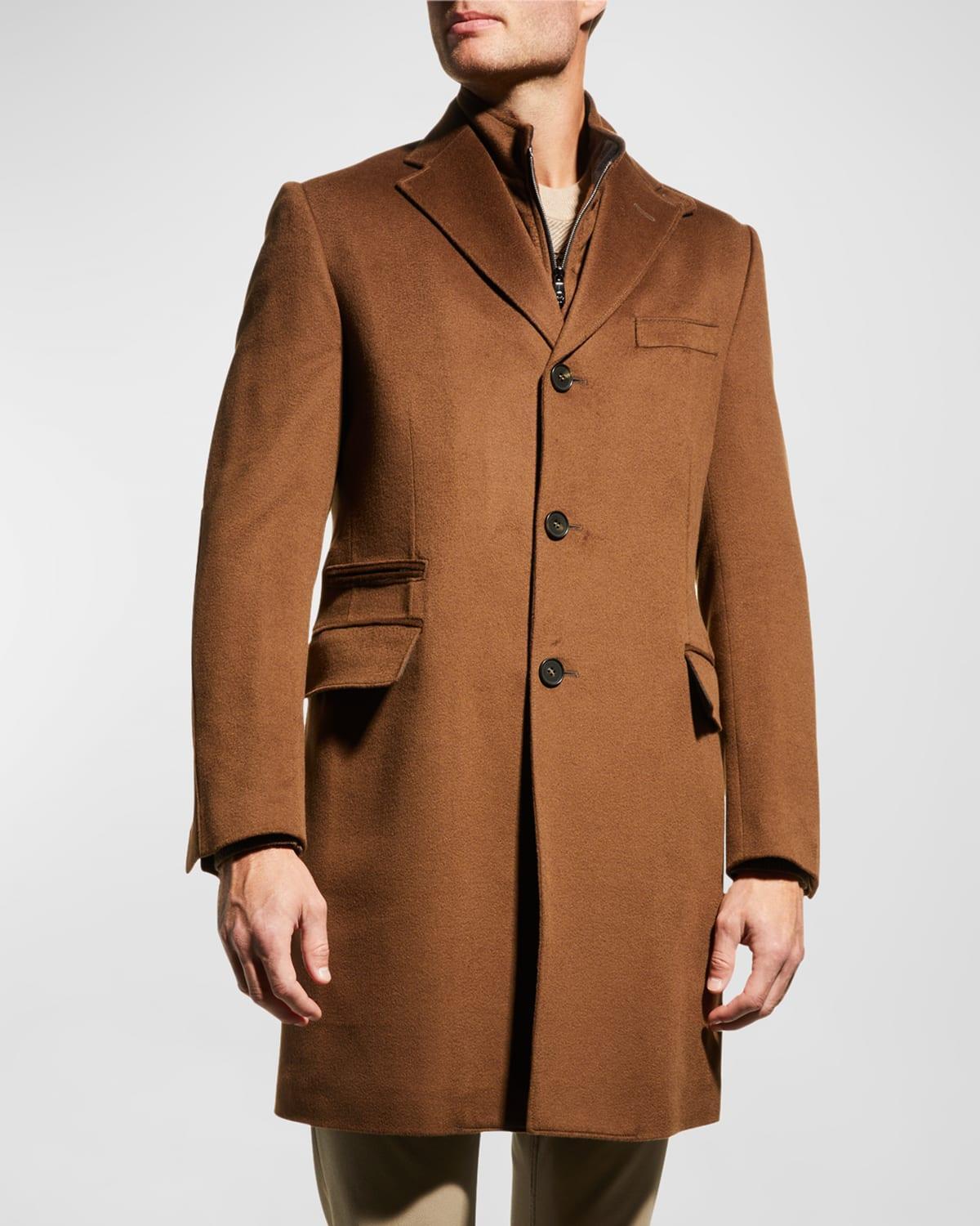 Corneliani Men's Wool Topcoat with Removable Bib - Size: 52 EU (42 US) - BEIGE Product Image