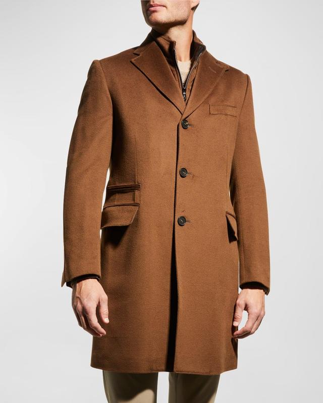 Corneliani Men's Wool Topcoat with Removable Bib - Size: 52 EU (42 US) - BEIGE Product Image