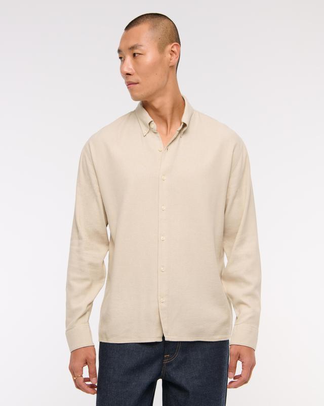 Long-Sleeve Crepe Button-Up Shirt Product Image