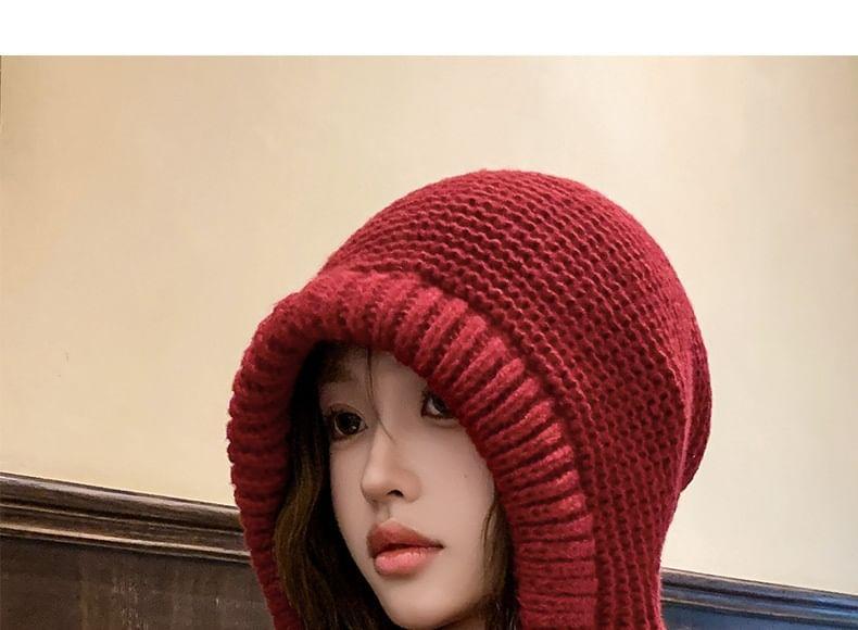 Plain Chunky Knit Bonnet Hat Product Image