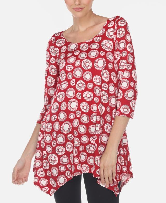 Womens White Mark Print Handkerchief Tunic Top Black Product Image