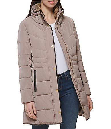 Cole Haan Signature Zip Front Faux Fur Lined Down Puffer Coat Product Image