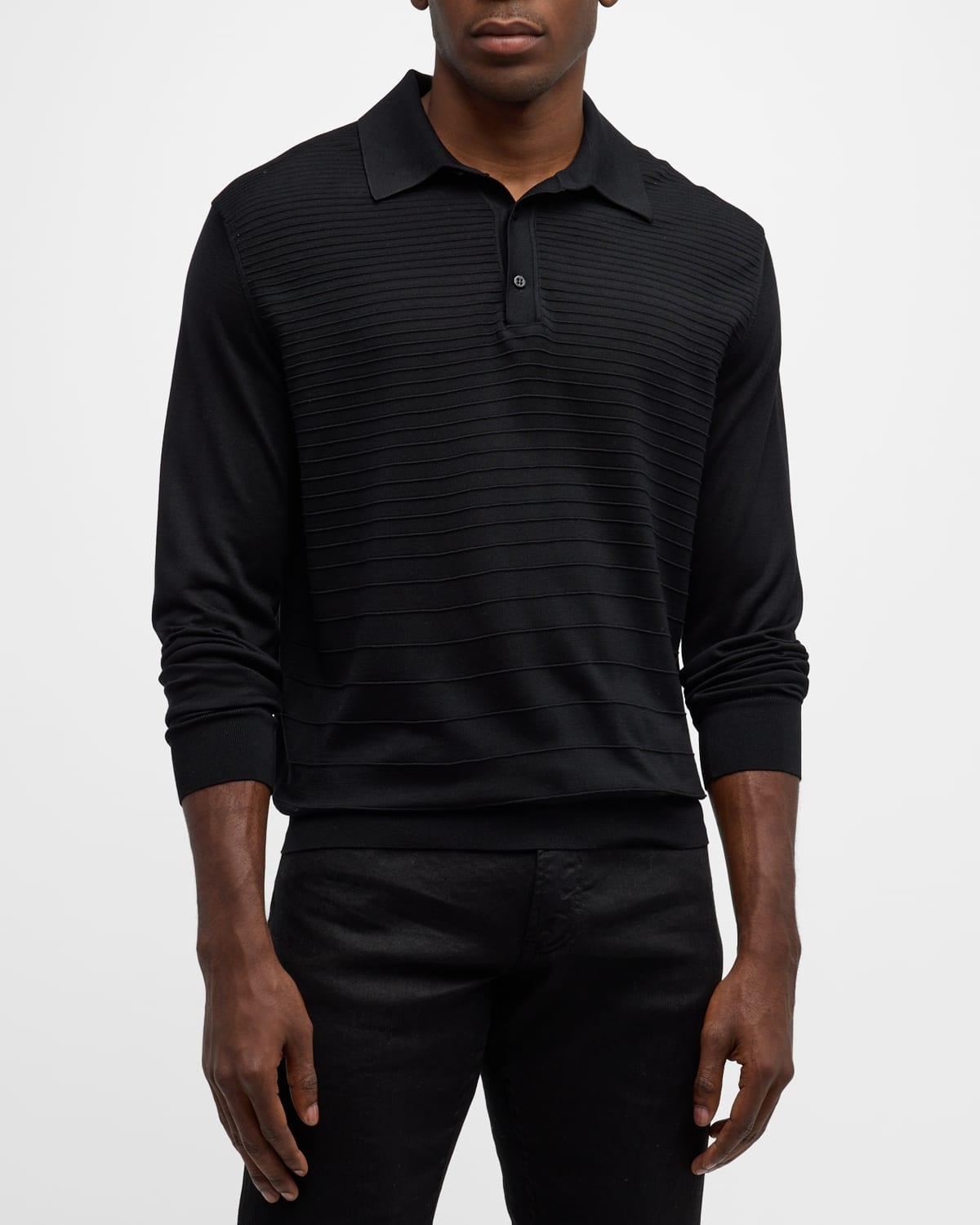 Mens Silk Ribbed Polo Shirt product image