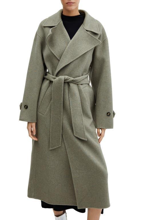 MANGO Belted Wool Blend Coat Product Image