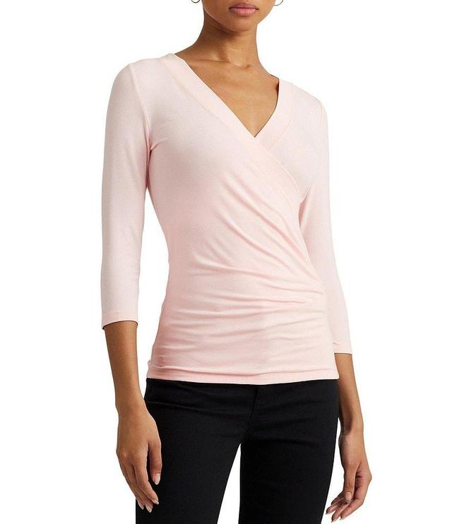 Lauren Ralph Lauren Surplice V-Neck Slim Knit Jersey Top Product Image